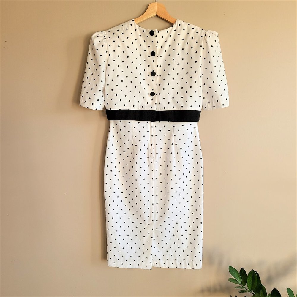 J. R Petite by Joseph Ribkoff 80s Polka Dot Dress - Picture 4 of 15